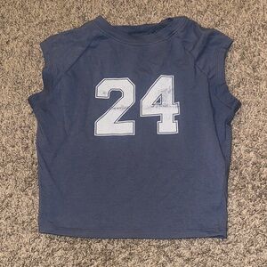 Navy Blue Kids Sleeveless Jersey with Number Print